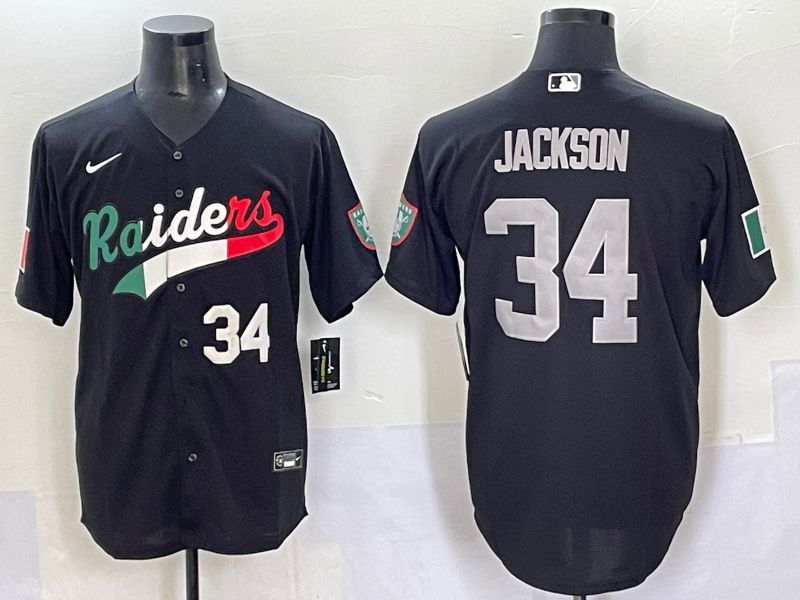 Men 2025 Oakland Raiders #34 Jackson Black Joint Name Nike Limited NFL Jersey style 63